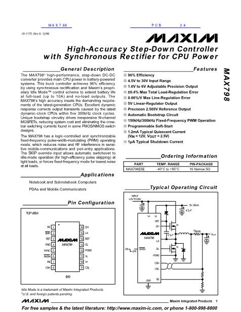 MAX798数据手册封面