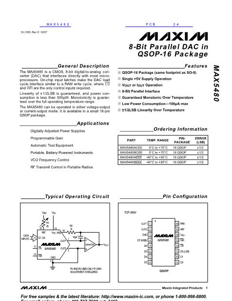 MAX5480数据手册封面
