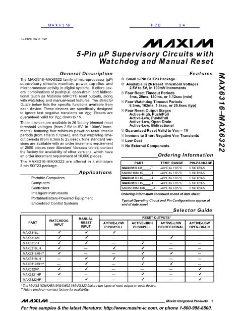 MAX6316数据手册封面