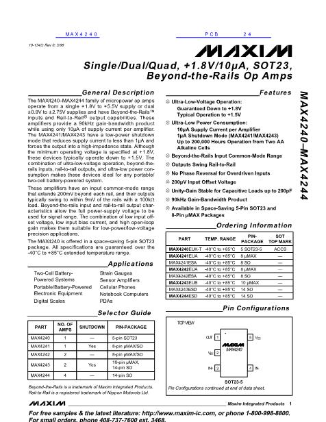 MAX4240数据手册封面