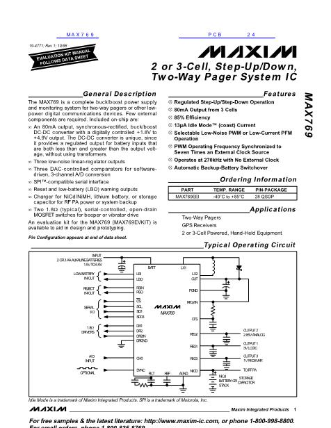 MAX769數(shù)據(jù)手冊(cè)封面