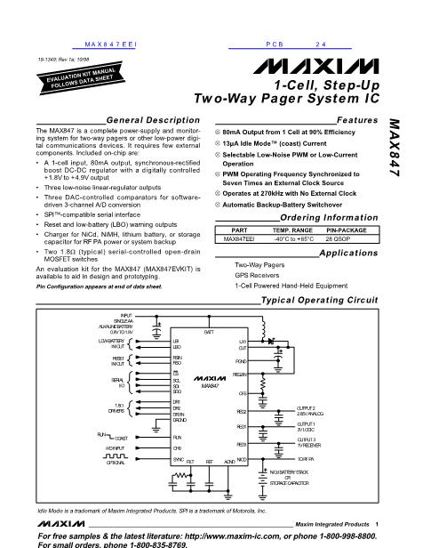 MAX847数据手册封面