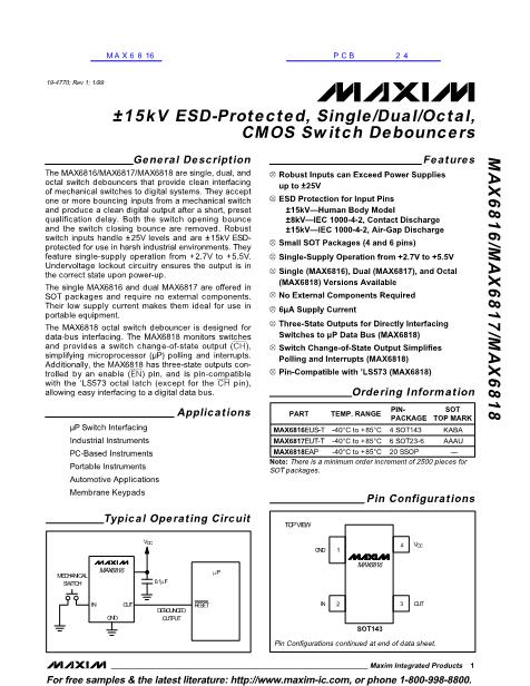 MAX6816数据手册封面