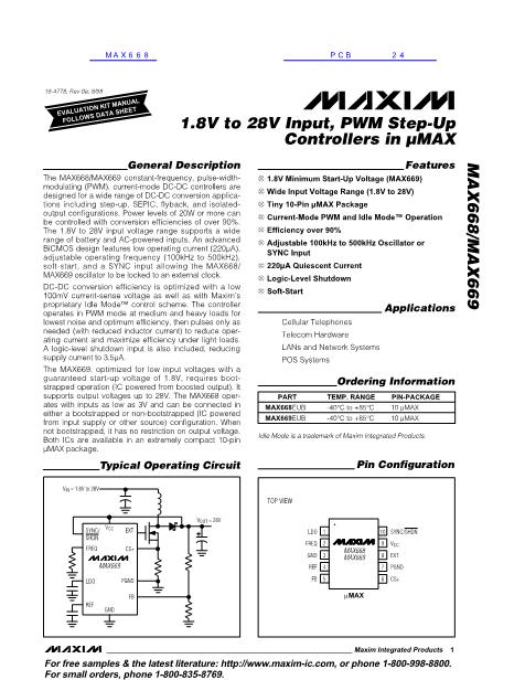 MAX668数据手册封面