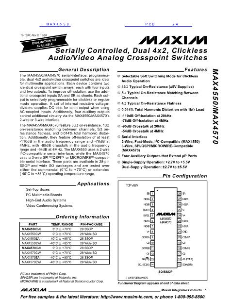 MAX4550數(shù)據(jù)手冊封面