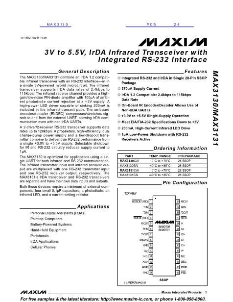 MAX3130數(shù)據(jù)手冊(cè)封面