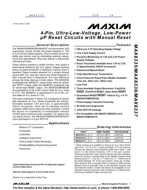 MAX6335数据手册封面