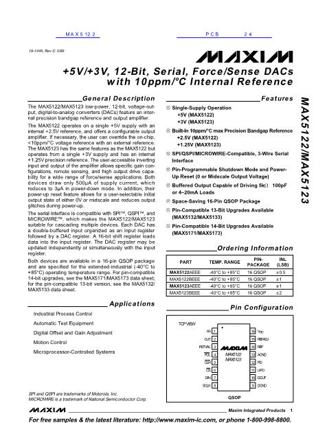MAX5122數(shù)據(jù)手冊(cè)封面