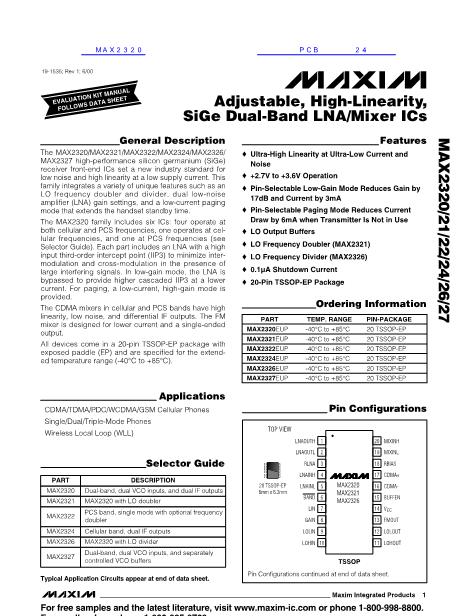 MAX2320数据手册封面