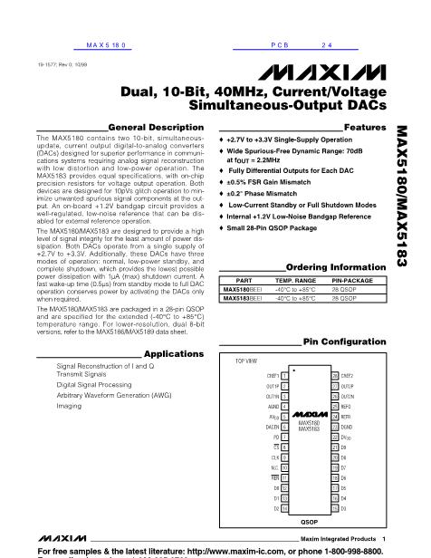 MAX5180数据手册封面