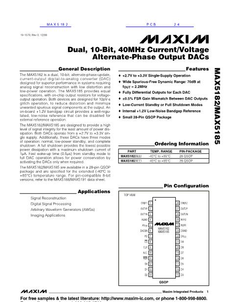 MAX5182數(shù)據(jù)手冊(cè)封面