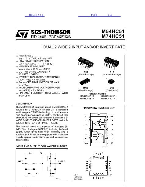 M54HC51數(shù)據(jù)手冊封面