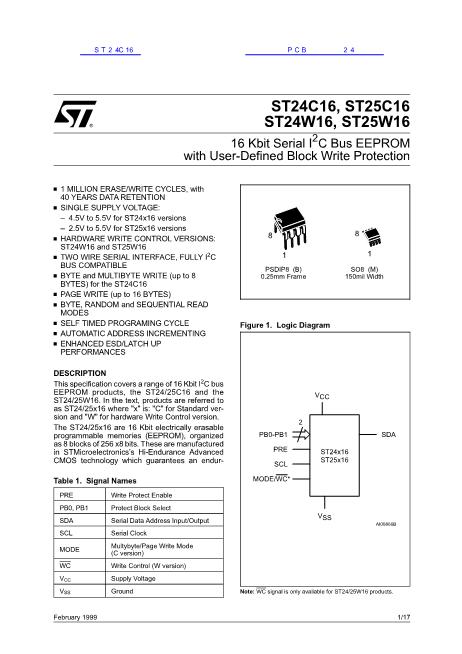 ST24C16數(shù)據(jù)手冊(cè)封面