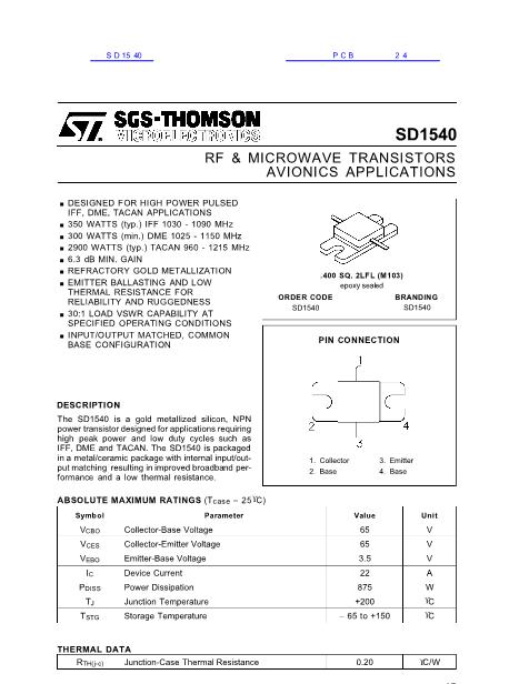 SD1540數(shù)據(jù)手冊封面