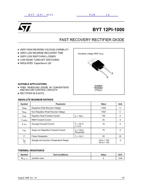 BYT 12PI-1000數(shù)據(jù)手冊封面