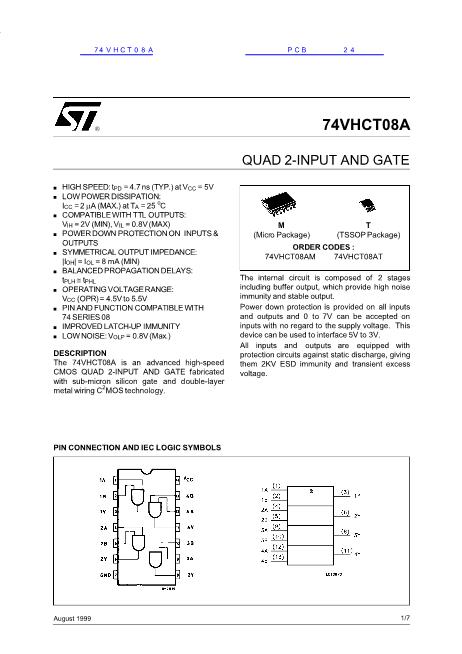 74VHCT08A数据手册封面