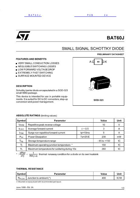 BAT60J数据手册封面
