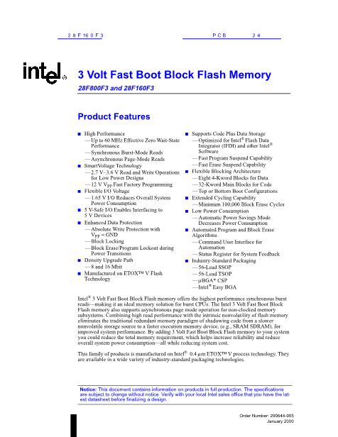 28F160F3數(shù)據(jù)手冊(cè)封面