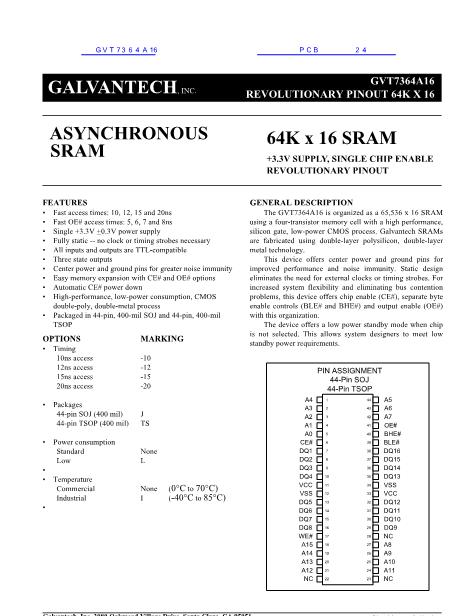 GVT7364A16数据手册封面