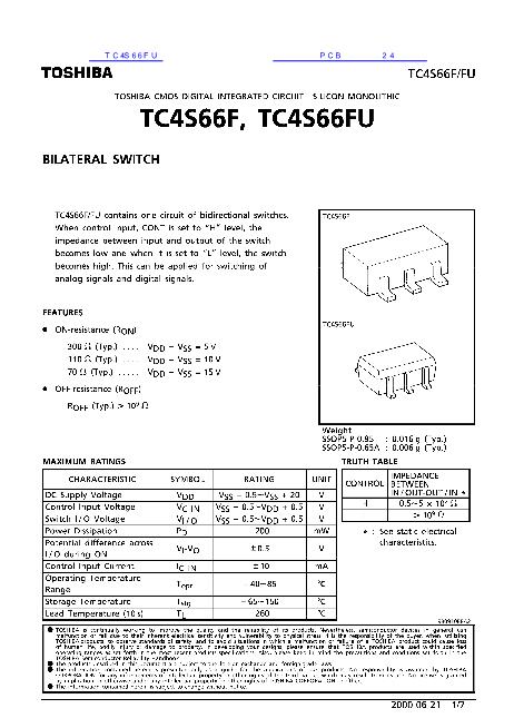 TC4S66FU数据手册封面