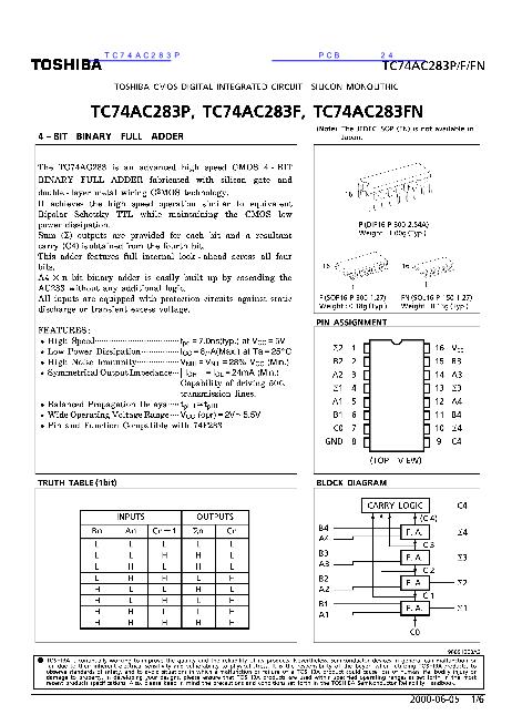 TC74AC283F数据手册封面