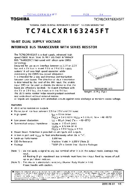 TC74LCXR163245FT数据手册封面