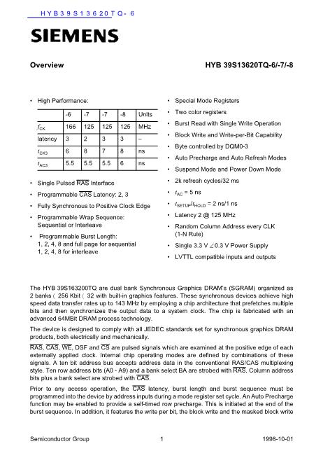 HYB39S13620TQ-6數(shù)據(jù)手冊封面
