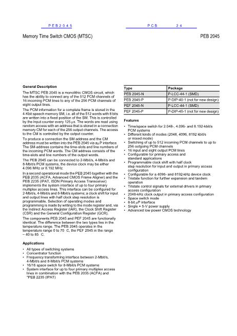 PEB2045數(shù)據(jù)手冊(cè)封面