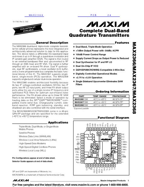 MAX2366数据手册封面
