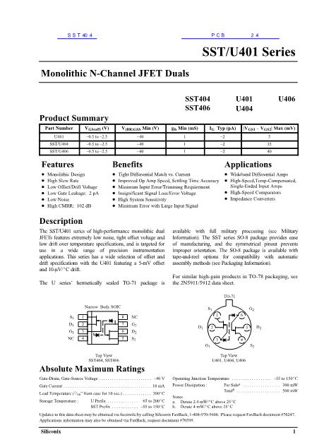 SST404数据手册封面
