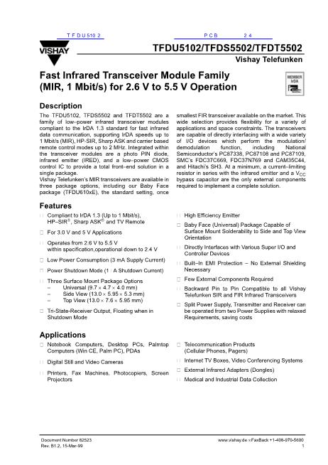 TFDS5502數(shù)據(jù)手冊封面