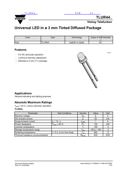 TLUR44..數(shù)據(jù)手冊(cè)封面