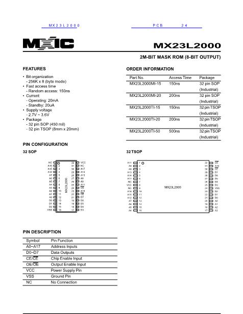 MX23L2000数据手册封面