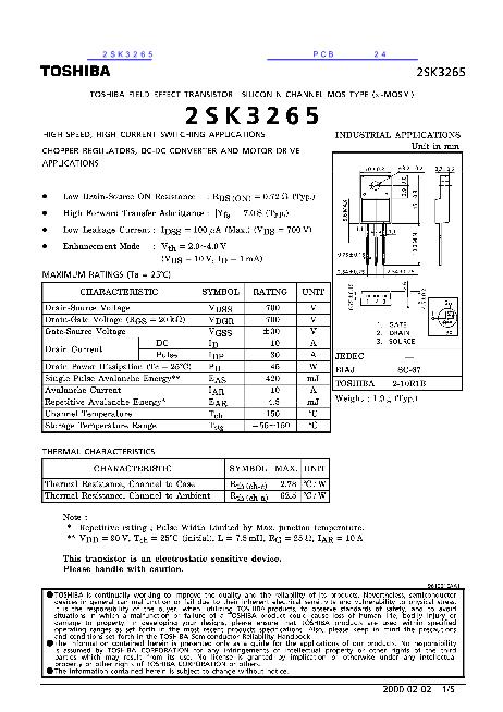 2SK3265数据手册封面
