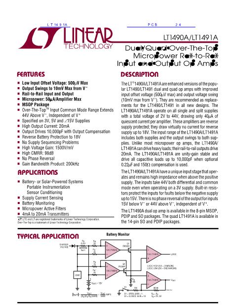 LT1491A數(shù)據(jù)手冊封面