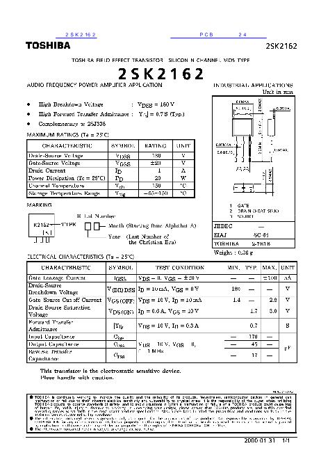 2SK2162数据手册封面