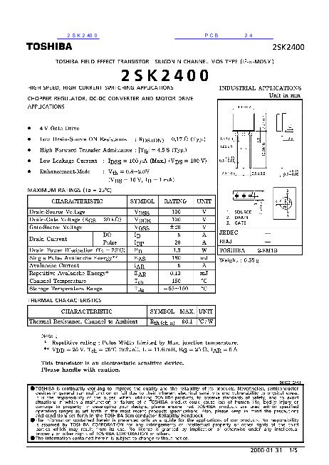 2SK2400数据手册封面