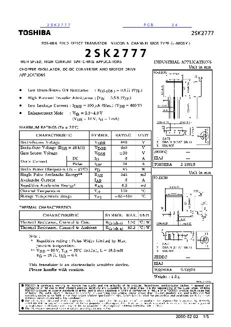 2SK2777数据手册封面