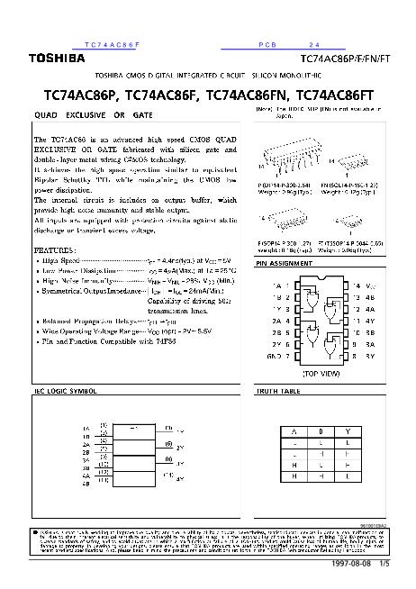 TC74AC86F数据手册封面