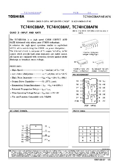 TC74HC08AF数据手册封面