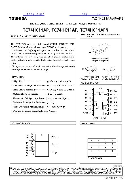 TC74HC11AF数据手册封面