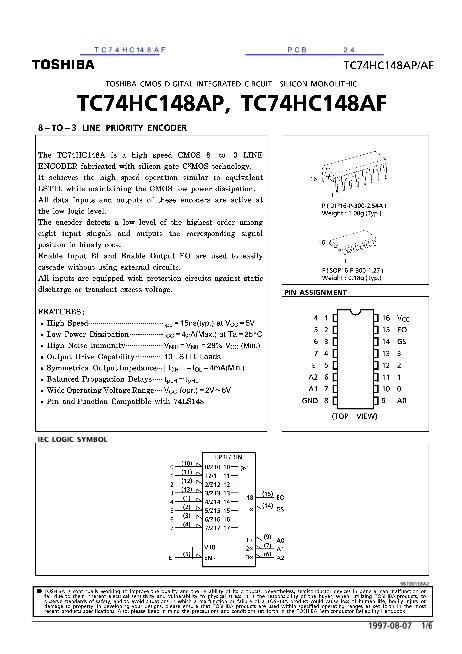 TC74HC148AF数据手册封面
