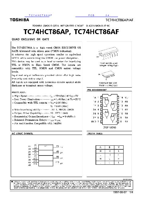 TC74HCT86AF数据手册封面