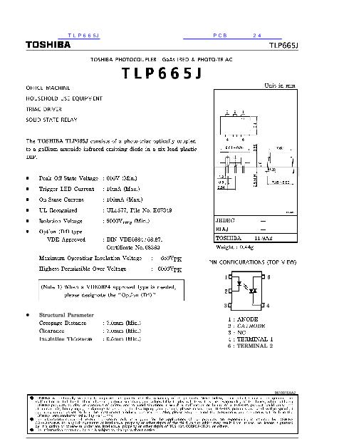 TLP665J数据手册封面