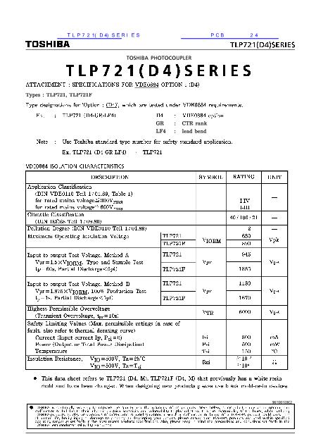TLP721(D4)SERIES数据手册封面