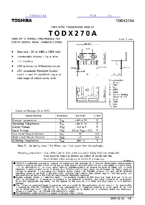 TODX270A数据手册封面