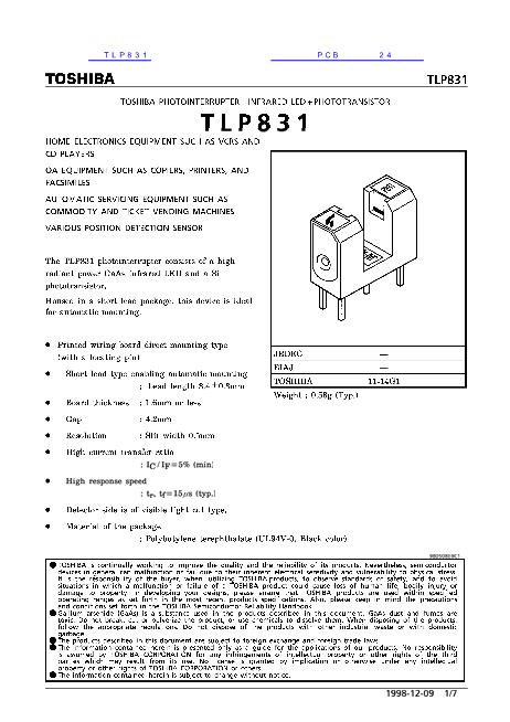 TLP831數(shù)據(jù)手冊(cè)封面