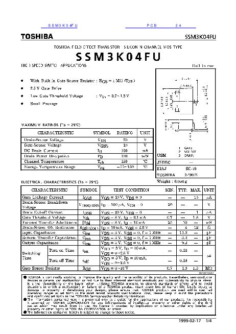 SSM3K04FU数据手册封面
