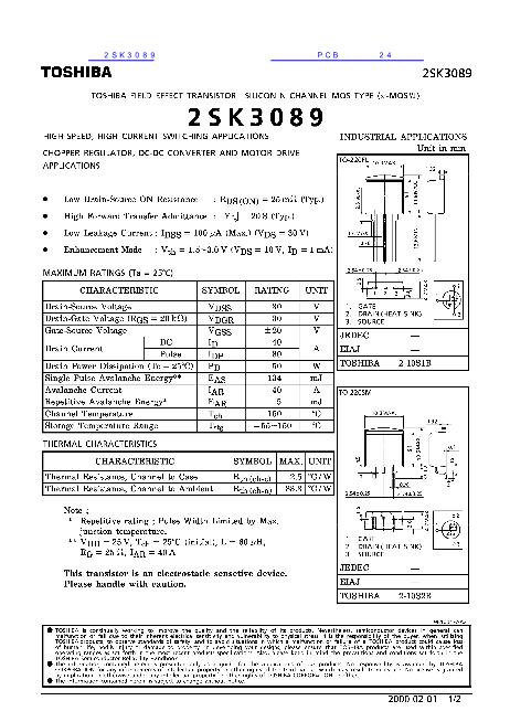 2SK3089数据手册封面