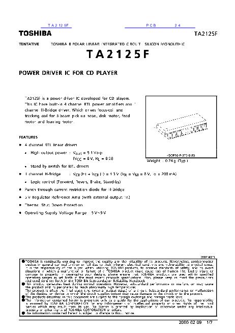 TA2125F数据手册封面